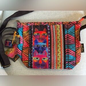 NWT Laurel Burch Vibrant Cat Pattern Crossbody Bag